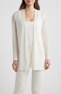 Anne Klein Texture Stitch Sheer Long Cardigan