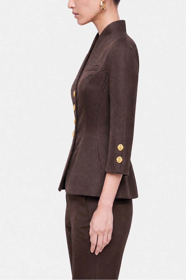 Boned Stand Collar Jacket, Alternate, color, Brown