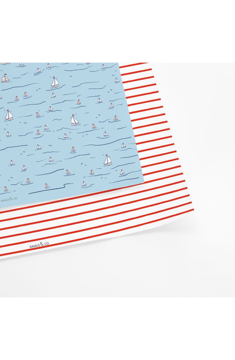 Ramus & Co Eight Sheets Two-Sided "Club Life" & "Sails Up" Heavyweight Gift Wrap, Alternate, color, Multicolored