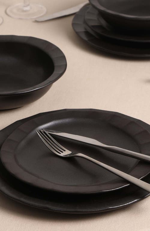Stone Lain Oasis Stoneware 4-piece Dinner Plate Set In Black