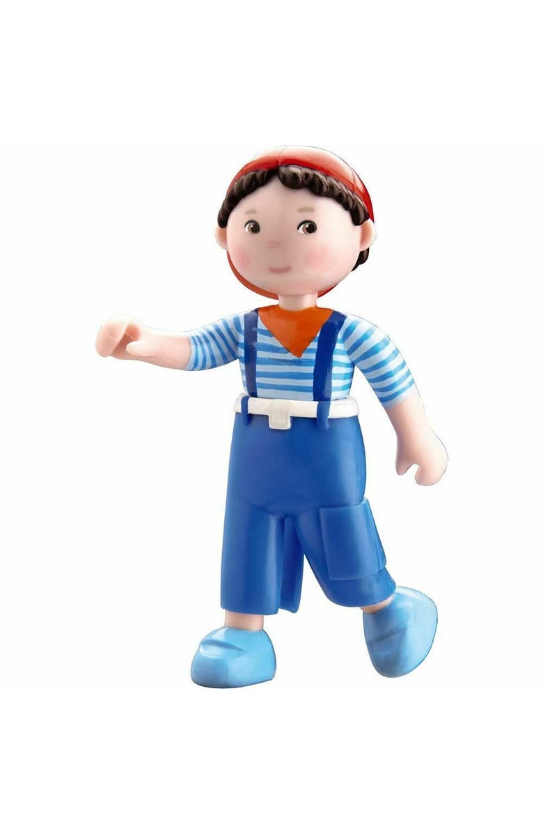 HABA Little Friends Matze - 3.75" Boy Dollhouse Toy Figure with Blue Overalls and Red Cap, Main, color, 