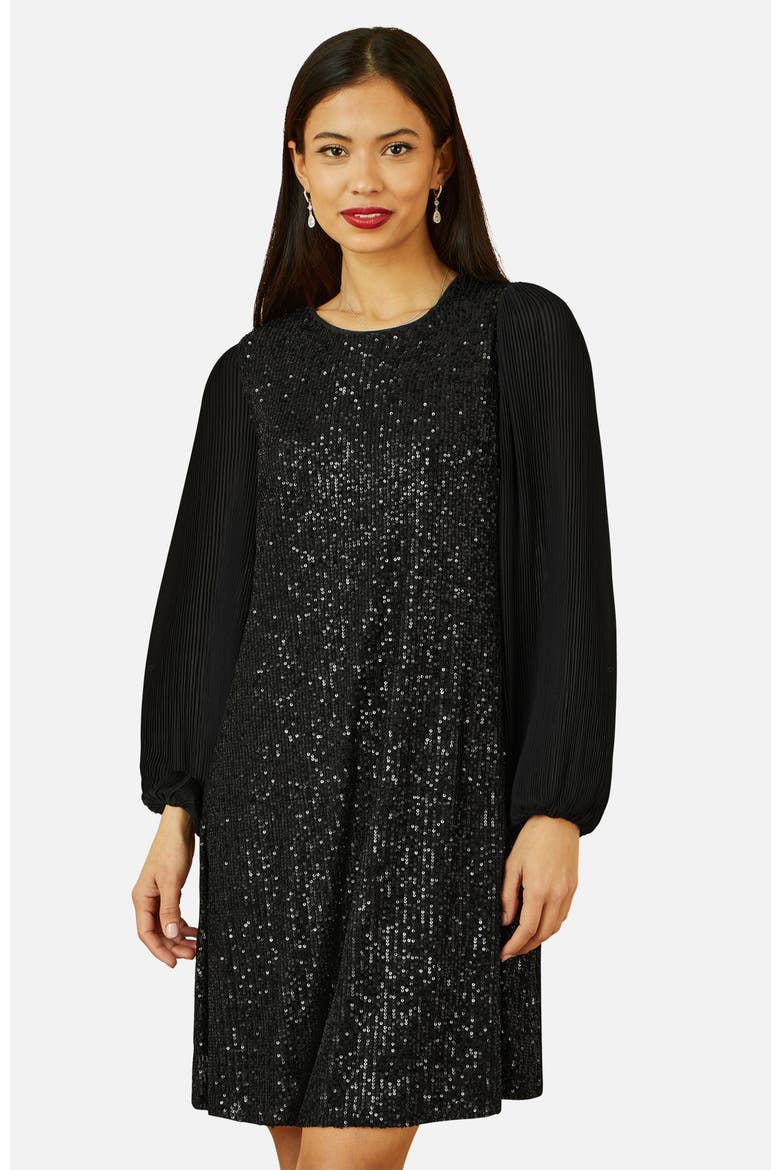 Velvet Sequin Tunic Dress, Alternate, color, Black