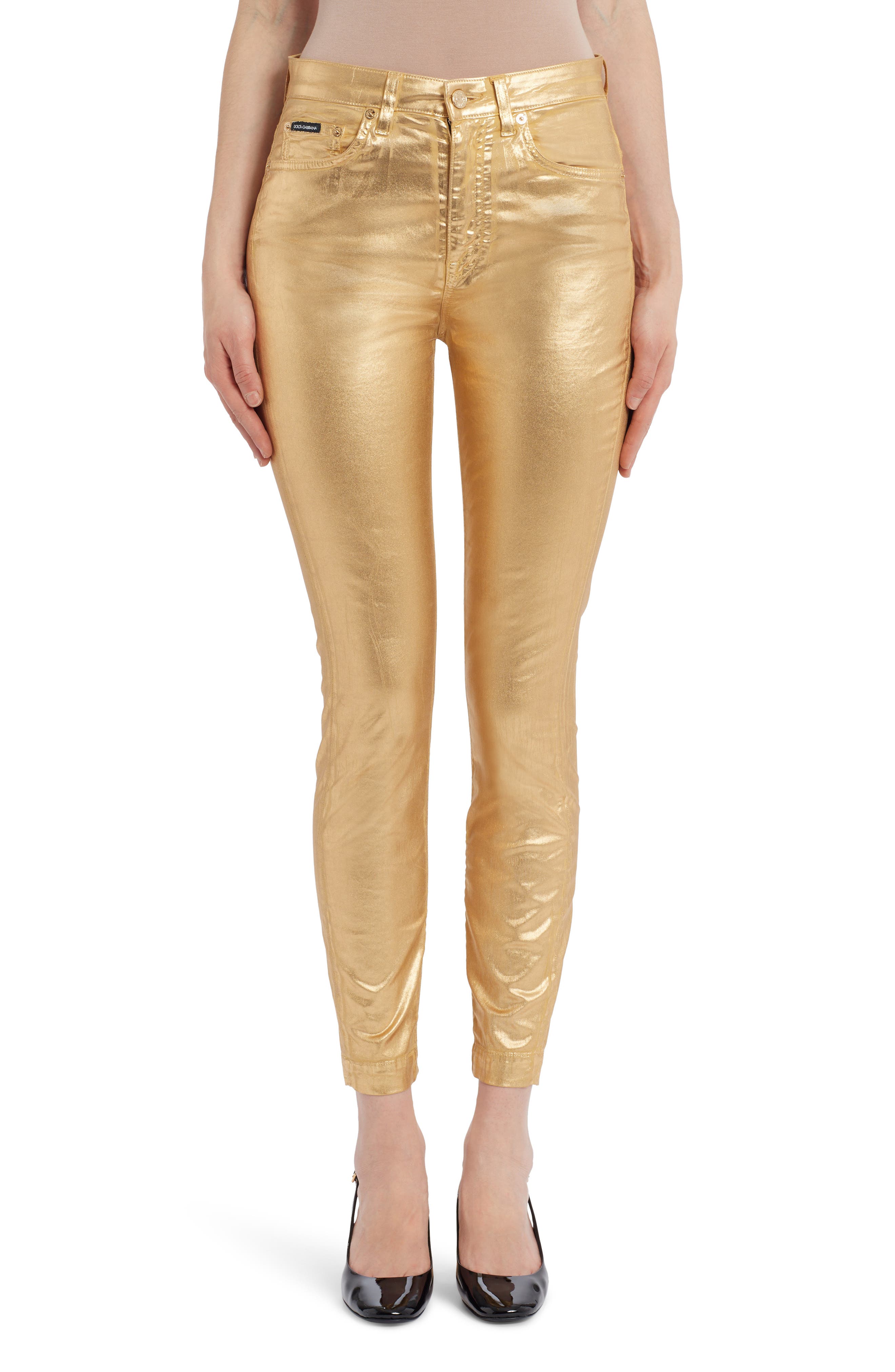 Dolce&Gabbana Grace Laminated Skinny Ankle Jeans
