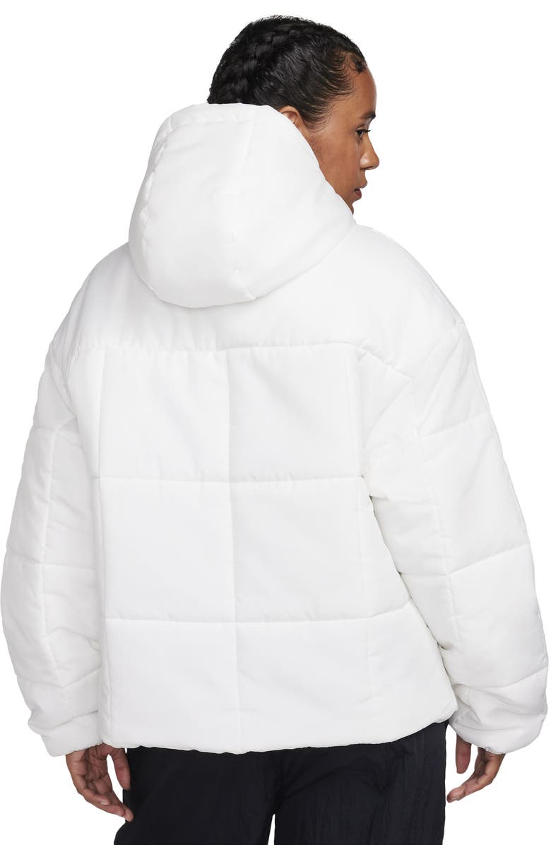 Nike Sportswear Classic Therma-FIT Hooded Water Repellent Puffer Jacket, Alternate, color, Sail/ Black