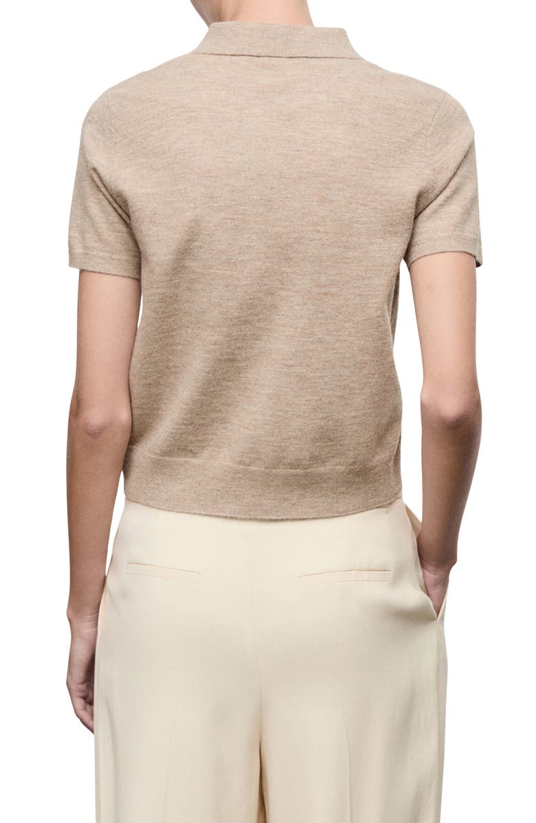 MANGO Diamond Pattern Polo Sweater, Alternate, color, Medium Brown