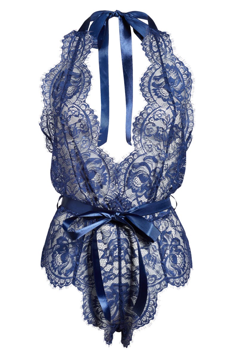 Oh La La Cheri Naomi Plunge Neck Lace Bodysuit, Alternate, color, 