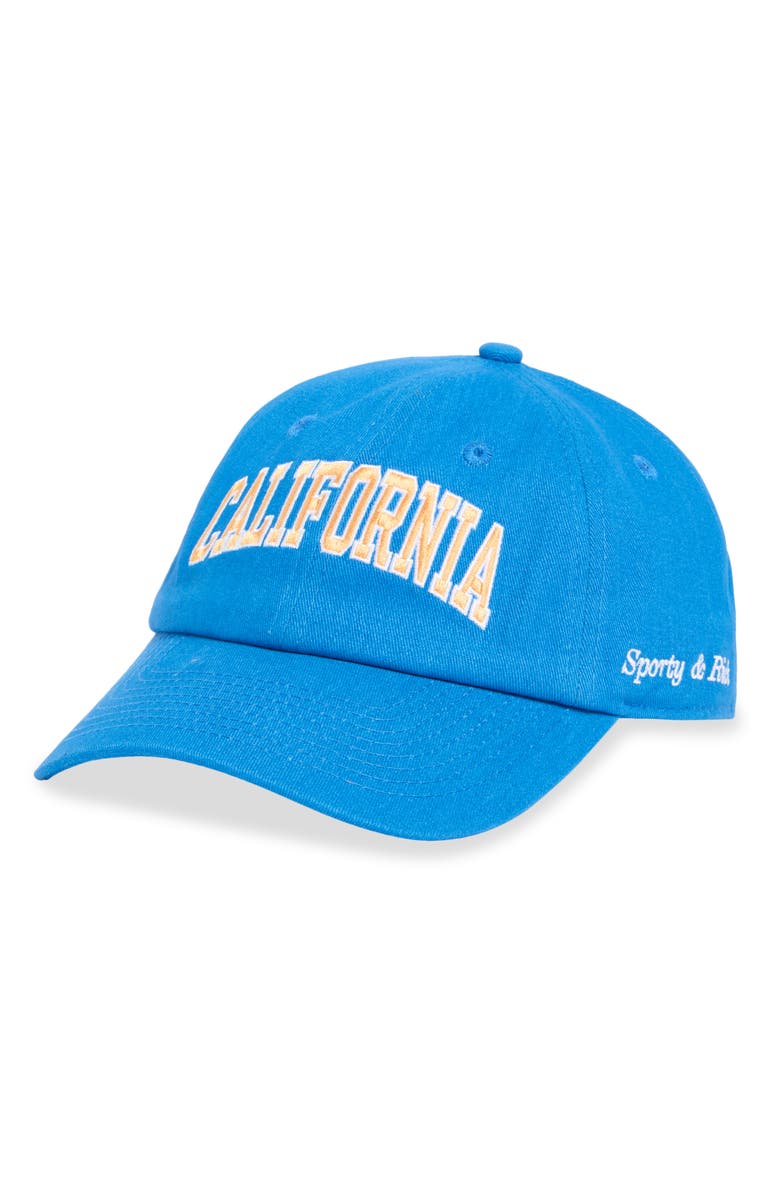 Sporty & Rich California Embroidered Baseball Cap, Main, color, Bright Blue