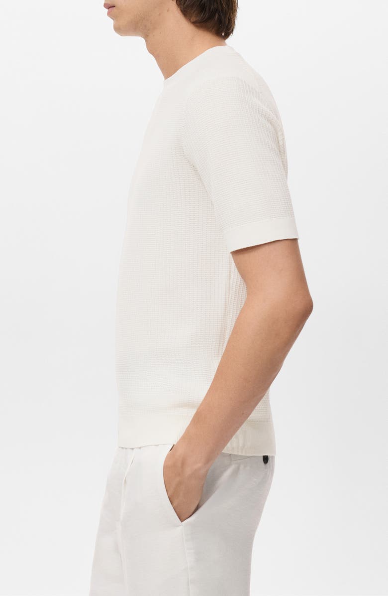 MANGO Textured Cotton Knit T-Shirt, Alternate, color, Off White