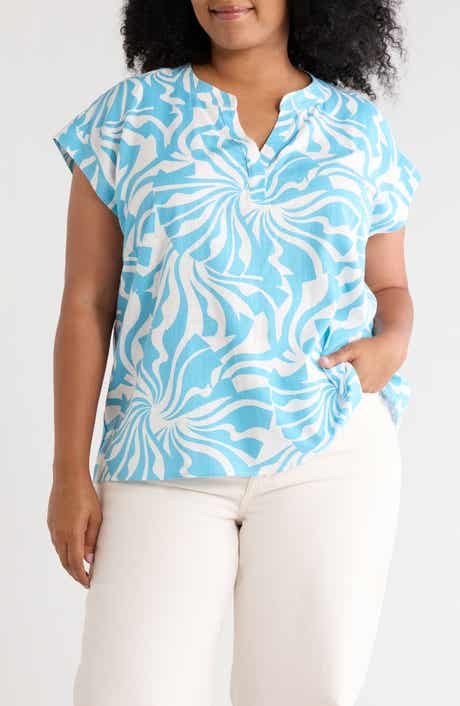 Split Neck Cap Sleeve Top