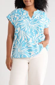 Vince Camuto Split Neck Cap Sleeve Top