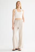 Orolay Oversized Linen Wide-Leg Drawstring Pants