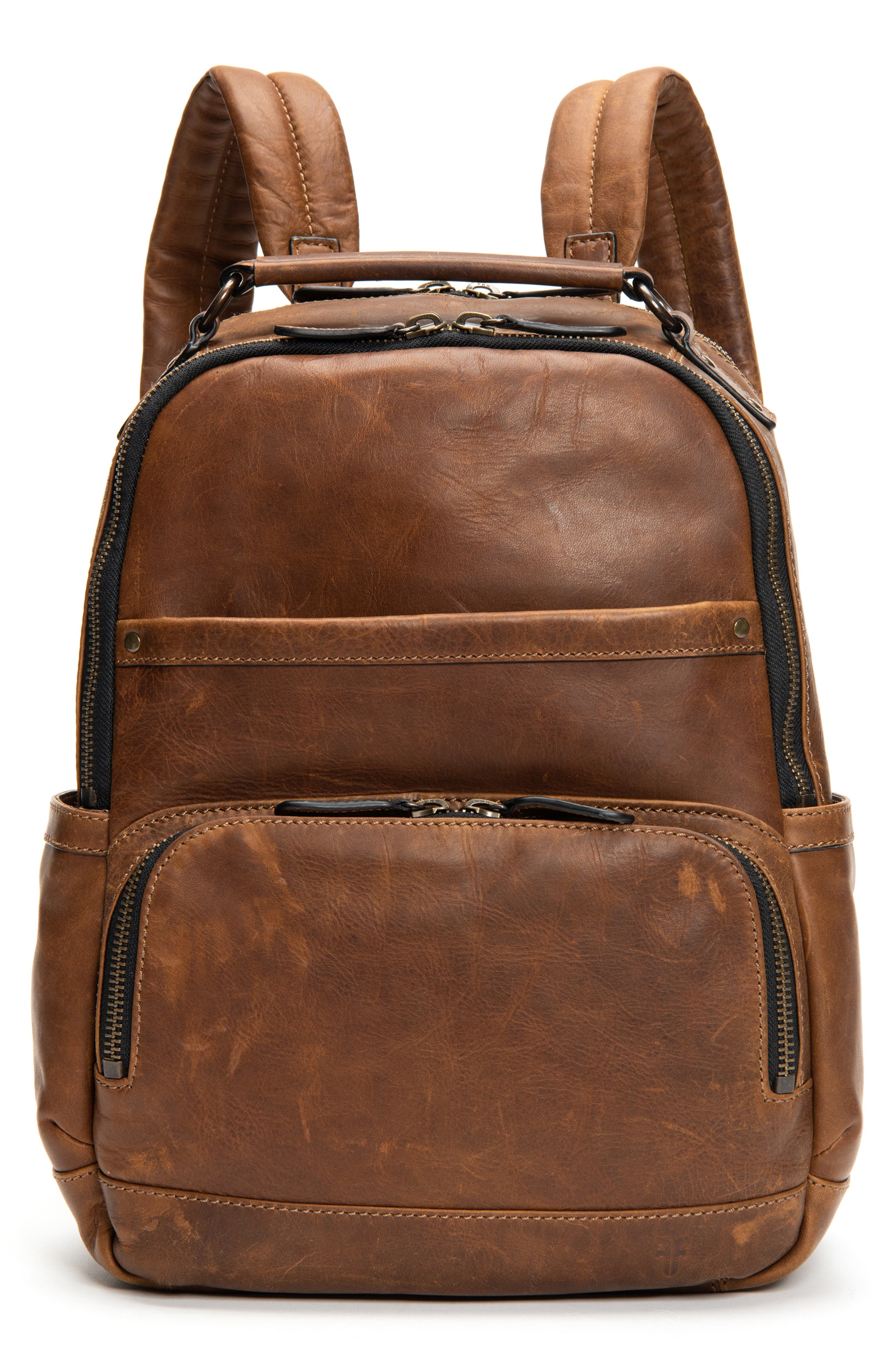 Frye 'Logan' Leather Backpack, Main, color, Dark Brown