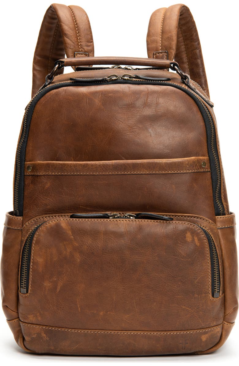 Frye 'Logan' Leather Backpack, Main, color, Dark Brown