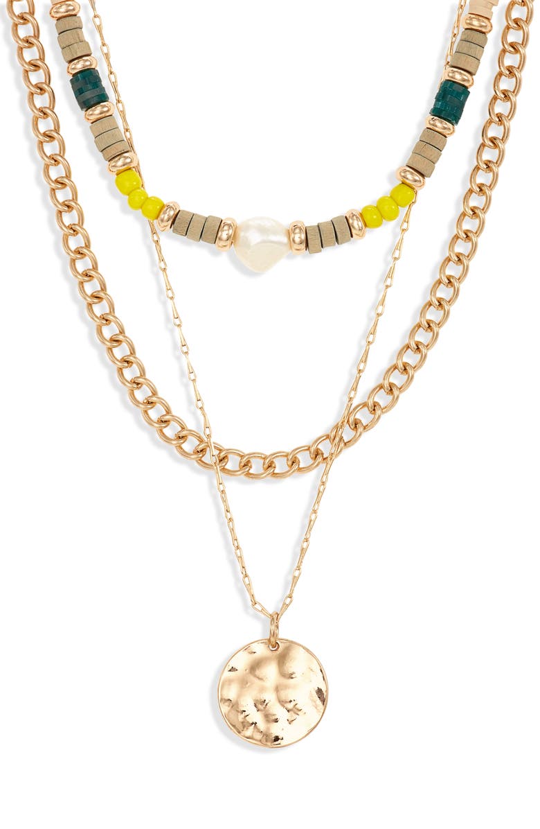 BP. Mixed Media Layered Necklace, Main, color, 
