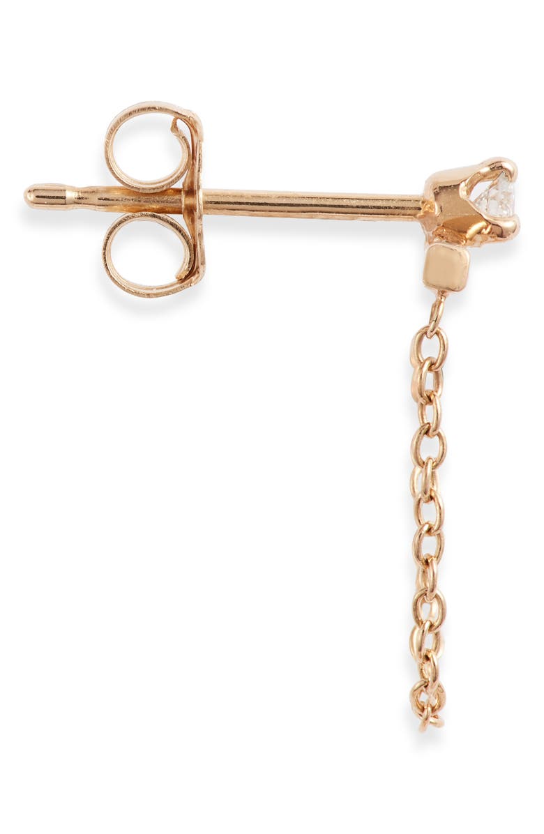 Zoë Chicco Single Diamond Bar & Chain Earring, Alternate, color,