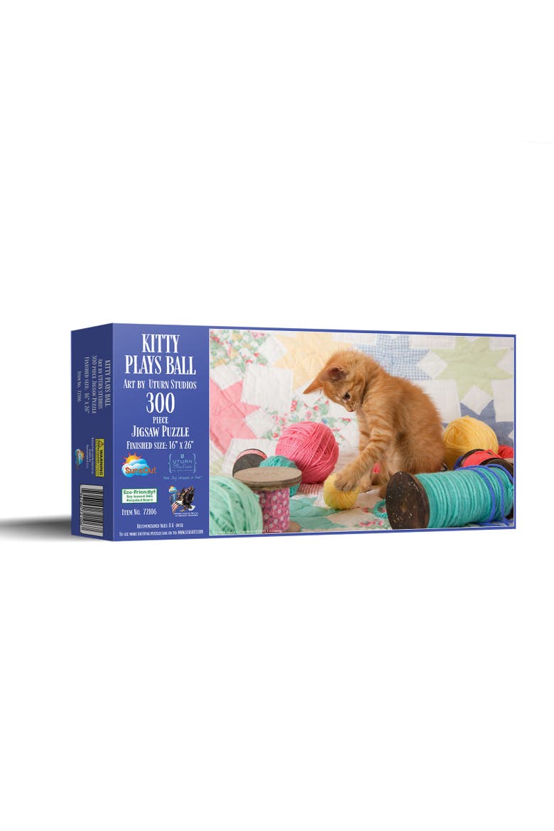 Kitty Plays Ball 300 piece Jigsaw Puzzle for Adults, Main, color, Multicolor