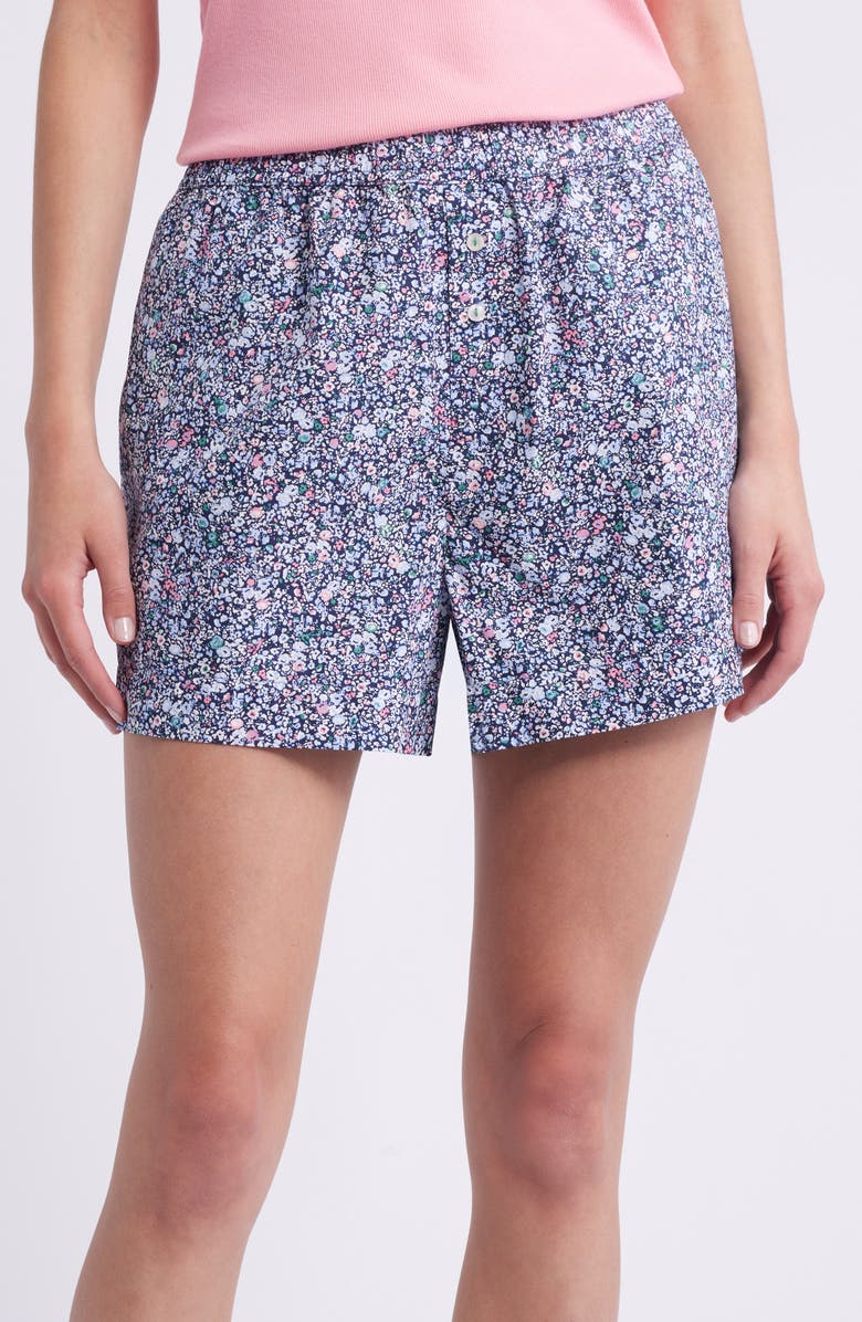 Open Edit Oversize Boyfriend Boxer Shorts, Main, color, Navy Multi Dense Floral