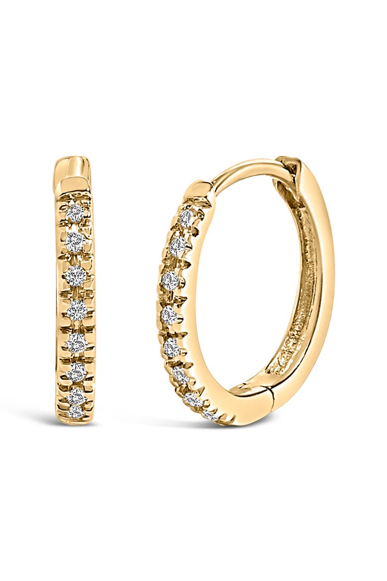 14K Gold 1/5 CTW Diamond Huggie Hoop Earrings, Main, color, Yellow