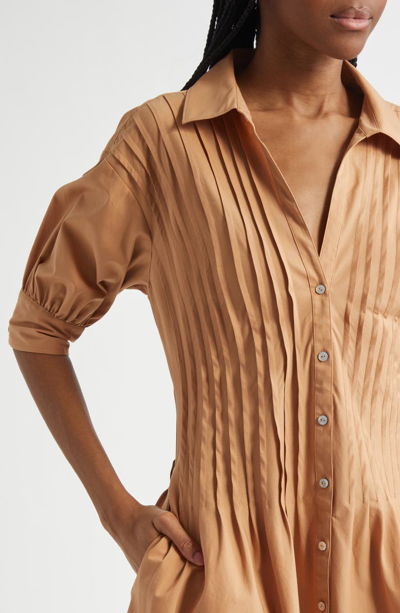 Cinq à Sept Monty Pleated Minidress, Alternate, color, Sahara