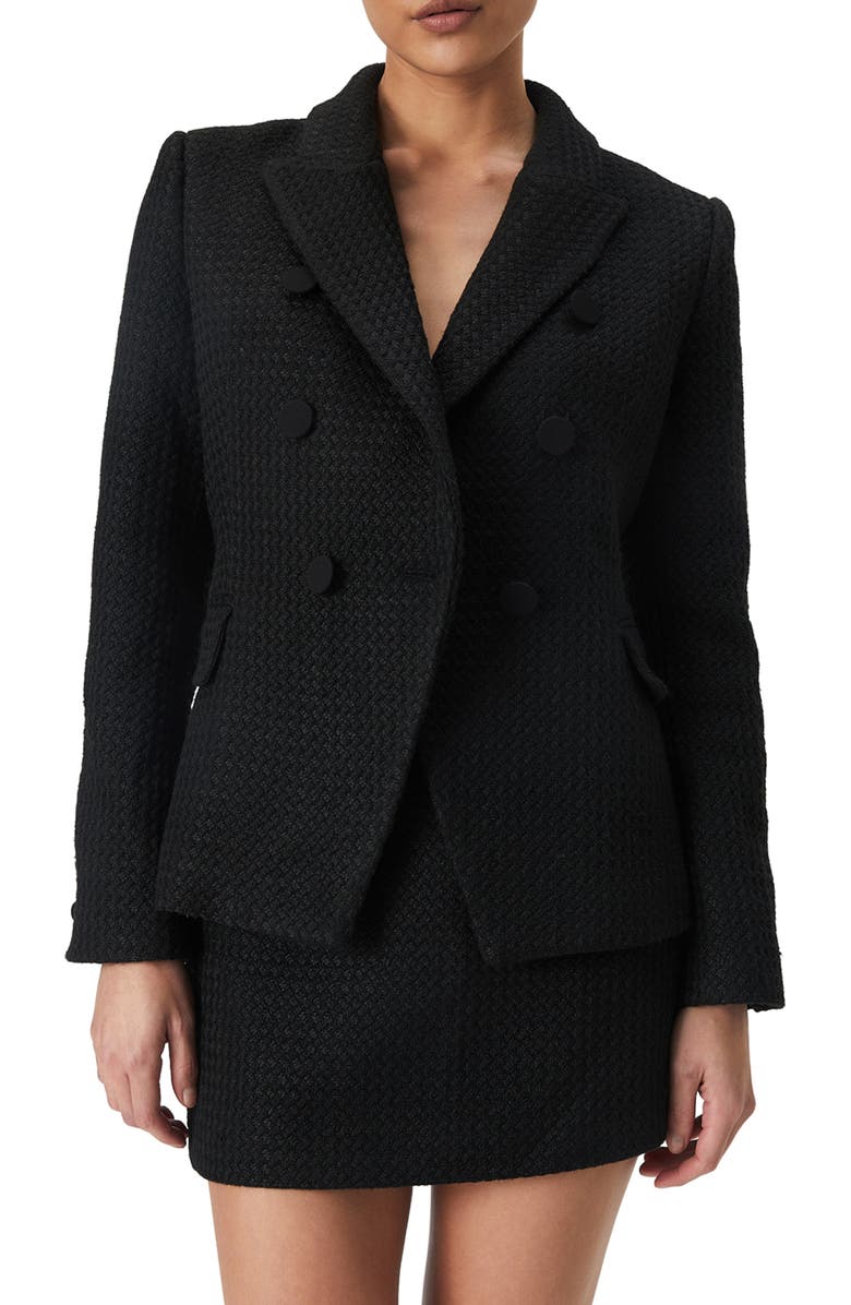 Bardot Double Breasted Bouclé Blazer, Alternate, color, 