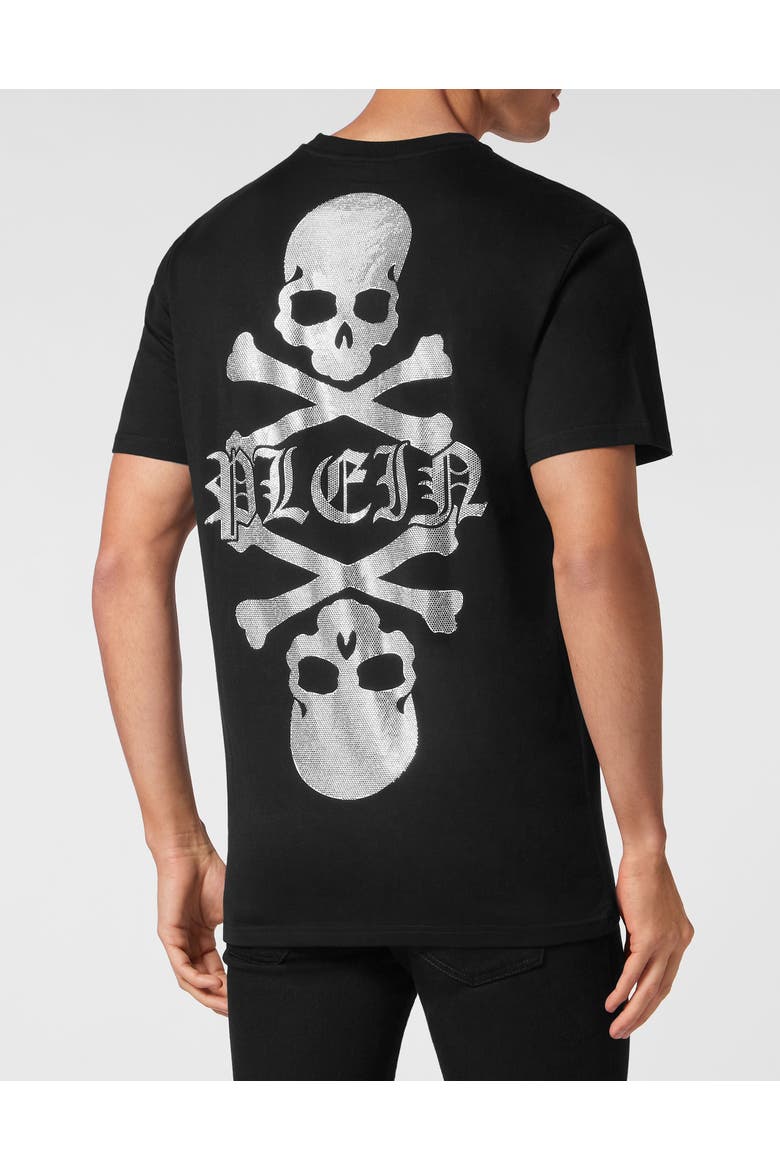 T-Shirt Round Neck Ss With Crystals Skull&Amp;Bones Men, Alternate, color, black