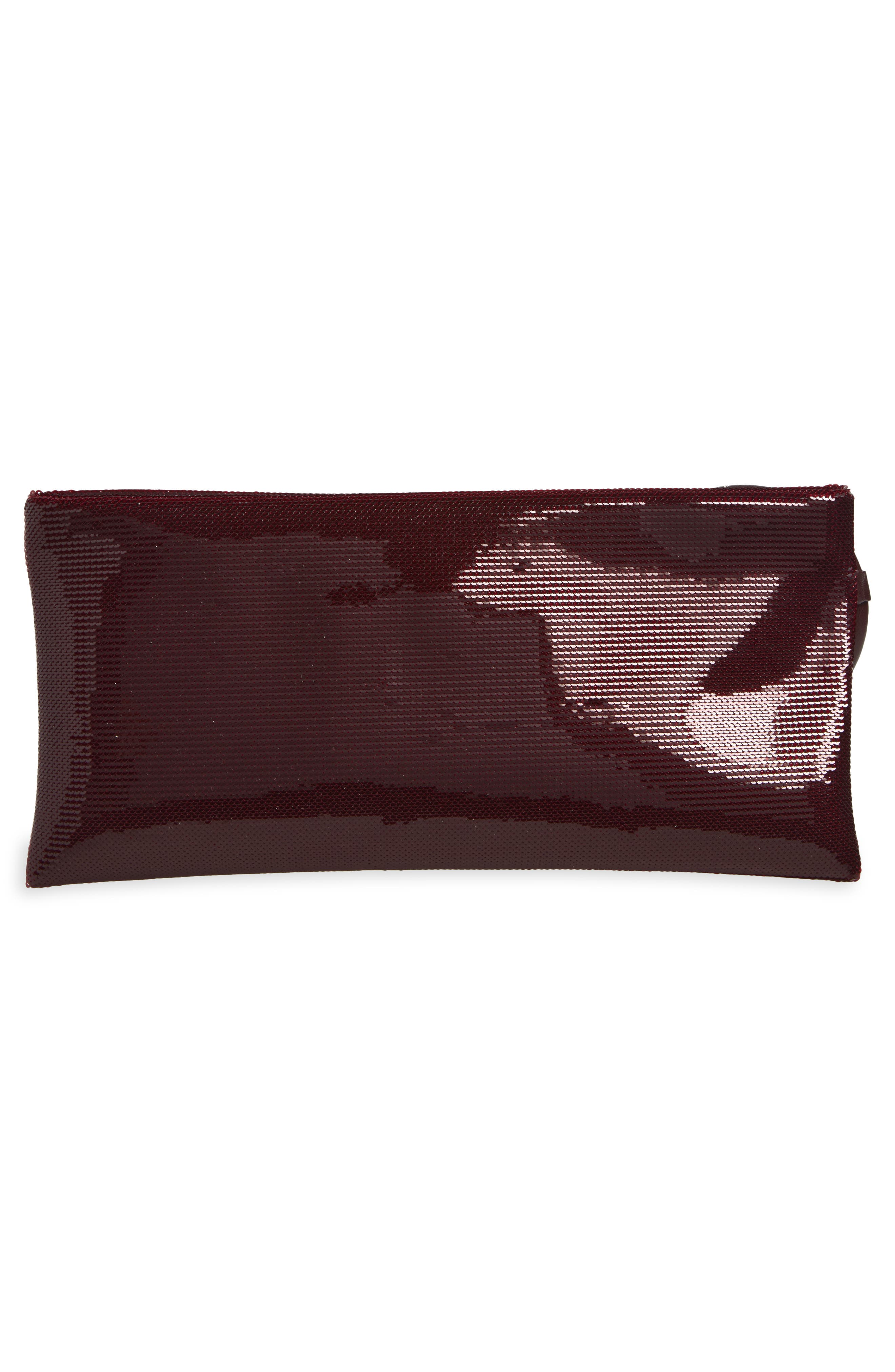 Sequin Embroidery Clutch, Alternate, color, LOST CHERRY