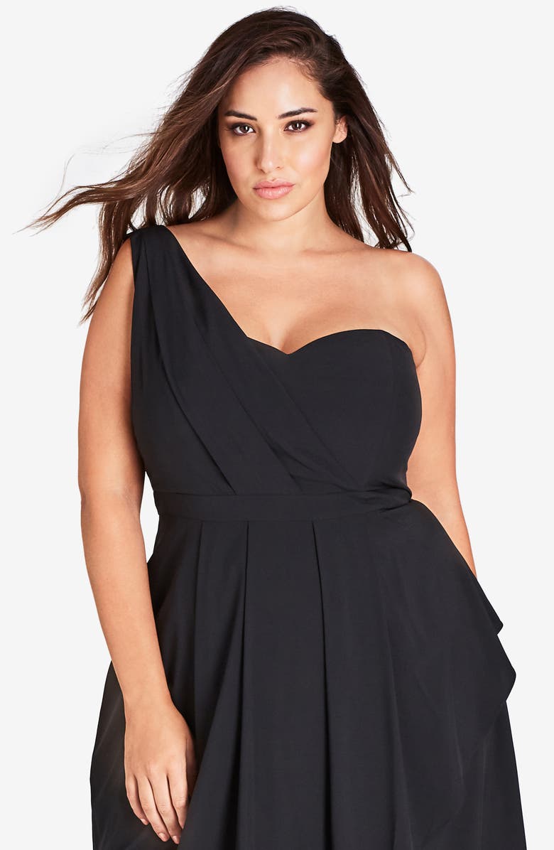 City Chic Allure One-Shoulder Maxi Dress, Alternate, color, 