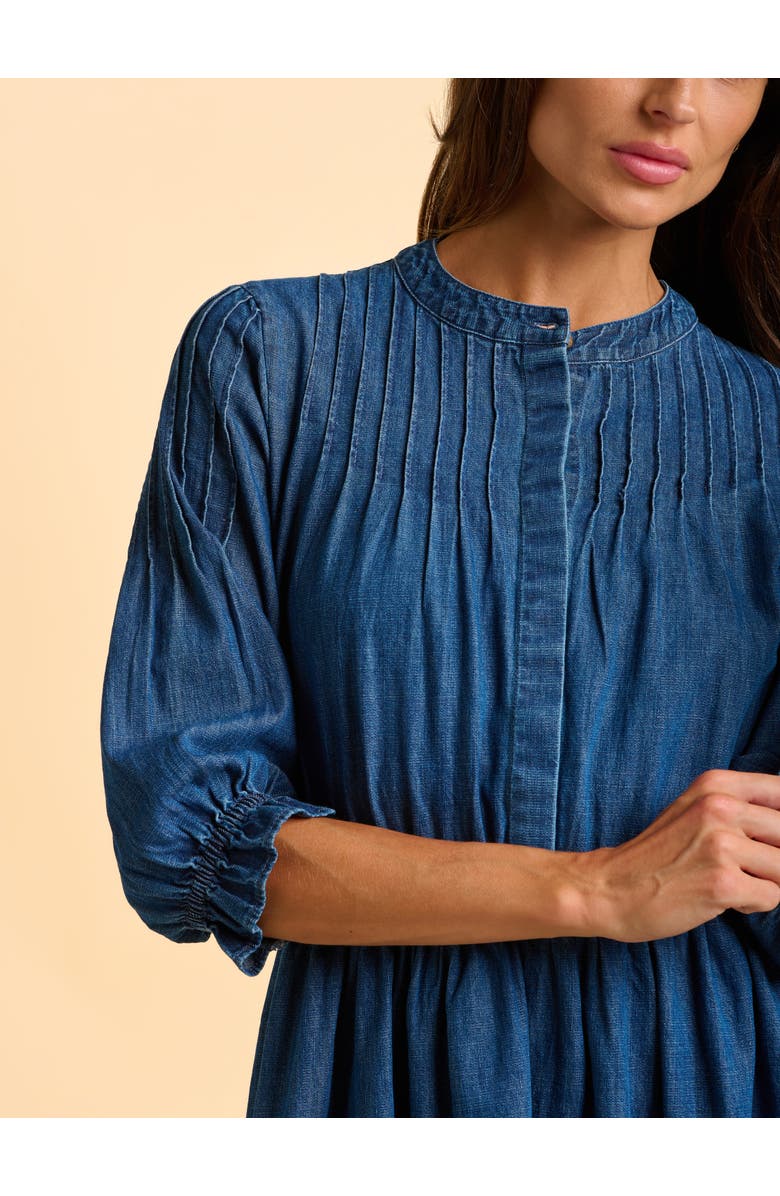 Brakeburn Icylyn 3/4 Sleeve Round Neck Midi Dress, Alternate, color, Blue