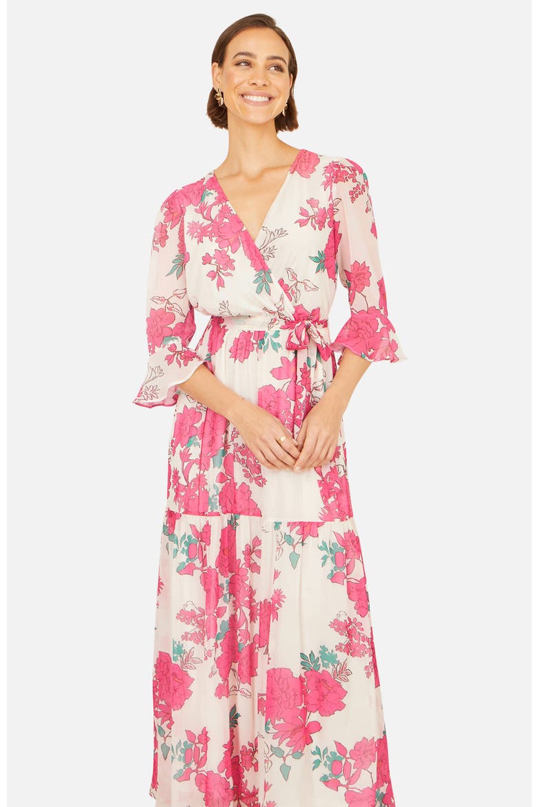 Blossom Print Maxi Wrap Dress, Alternate, color, Pink