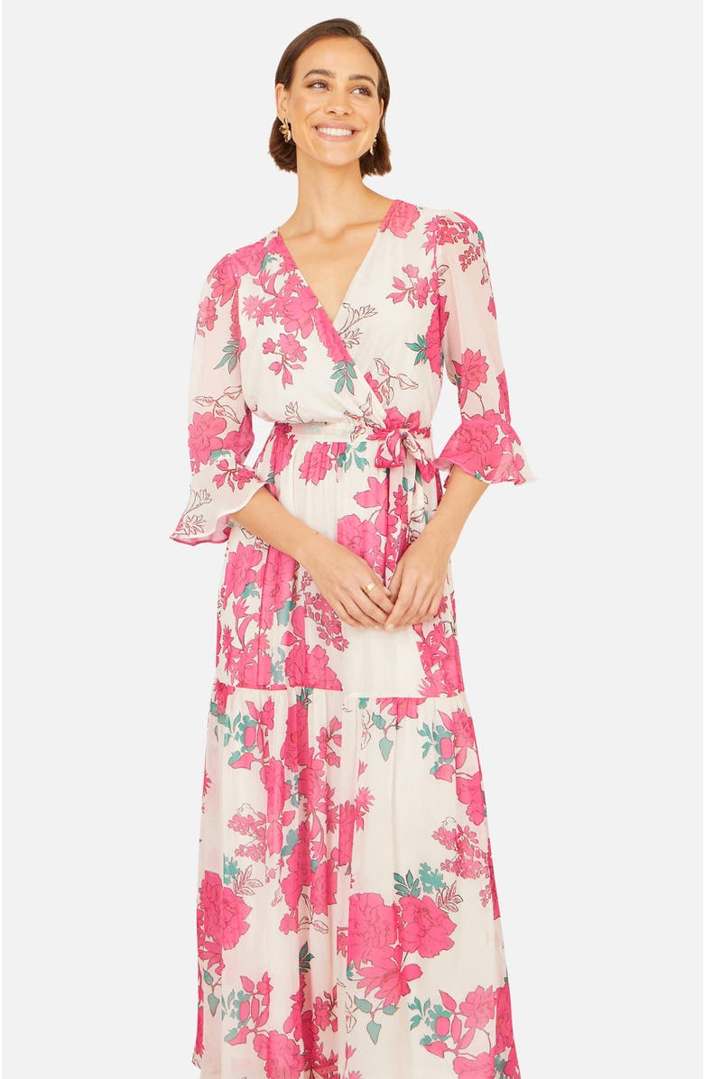 Yumi Blossom Print Maxi Wrap Dress, Alternate, color, Pink