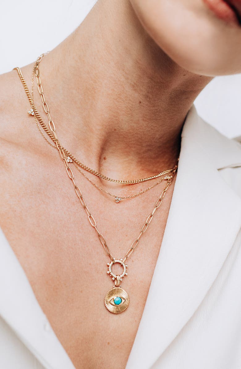 Anzie Curb Chain Necklace, Alternate, color, Yellow Gold