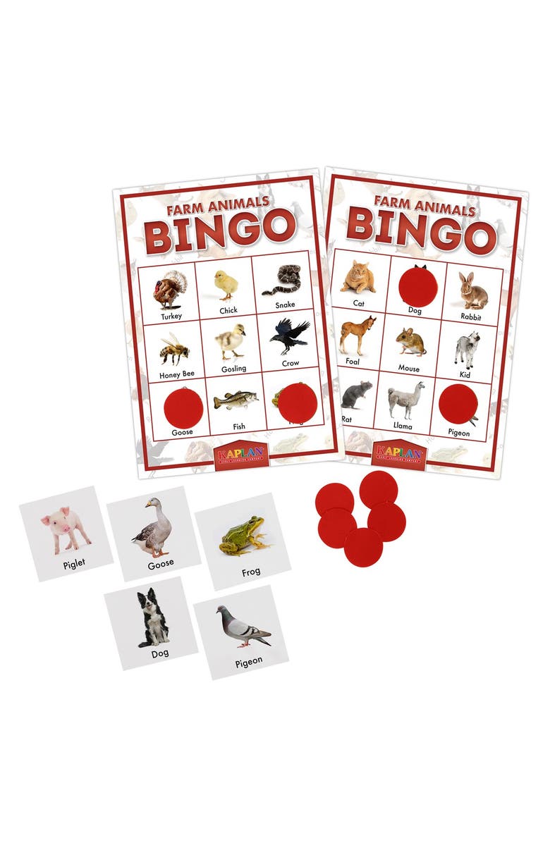 Kaplan Early Learning Company Farm Animals Bingo Game, Main, color, Multi
