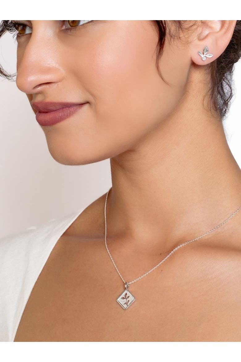 Olive Leaf Pendant Necklace, Alternate, color, Sterling Silver