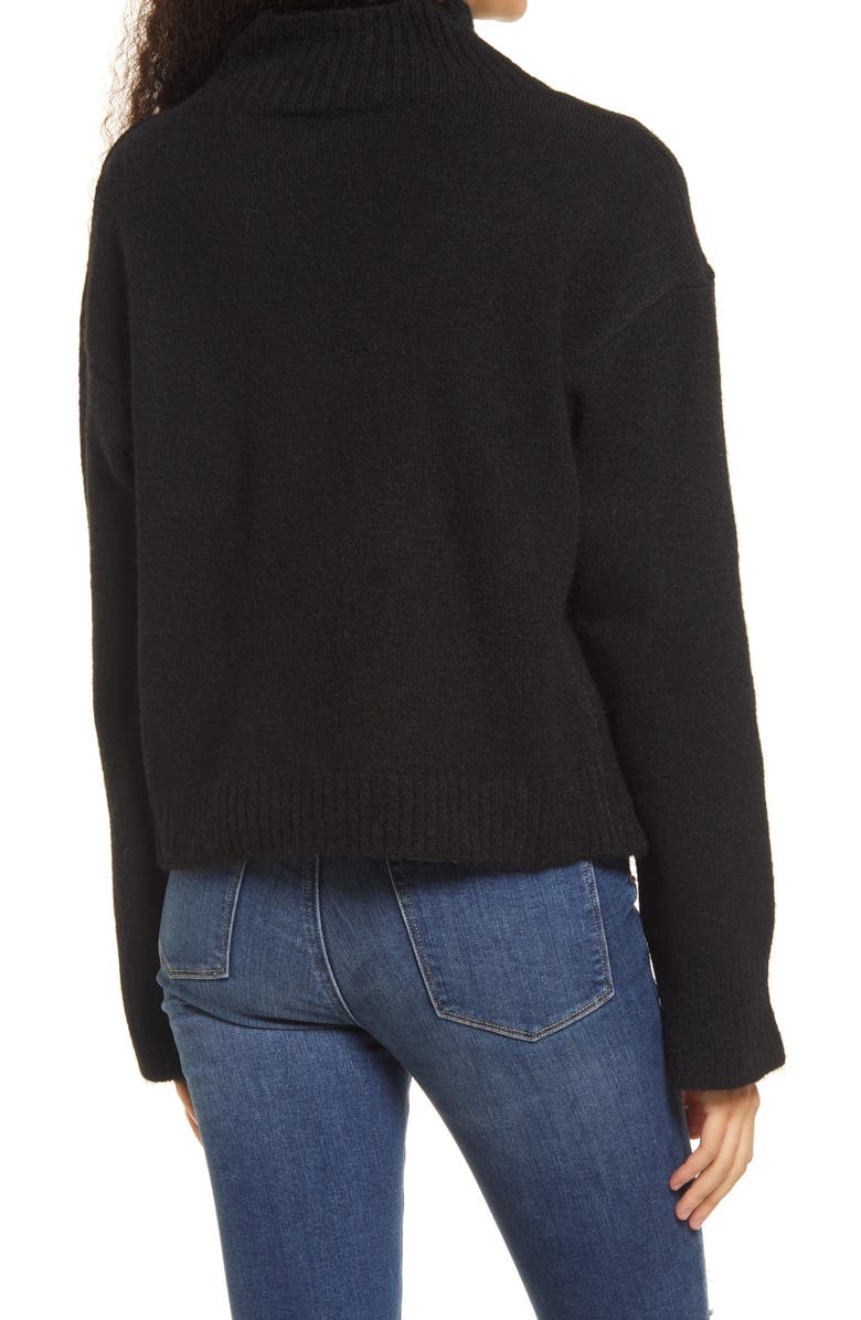 Topshop Mock Neck Crop Sweater, Alternate, color,