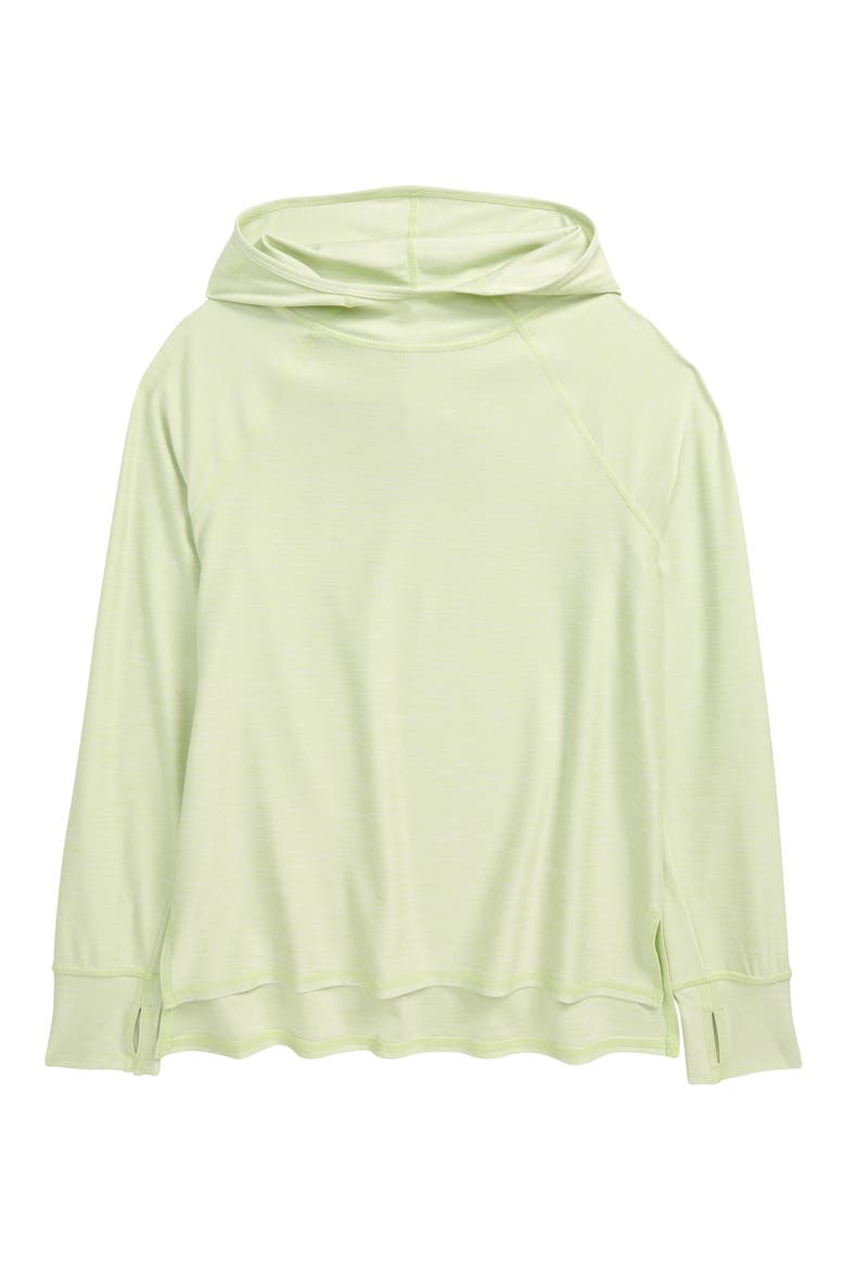 Kids' Long Sleeve Hooded Pullover, Main, color, GREEN BUTTERFLY