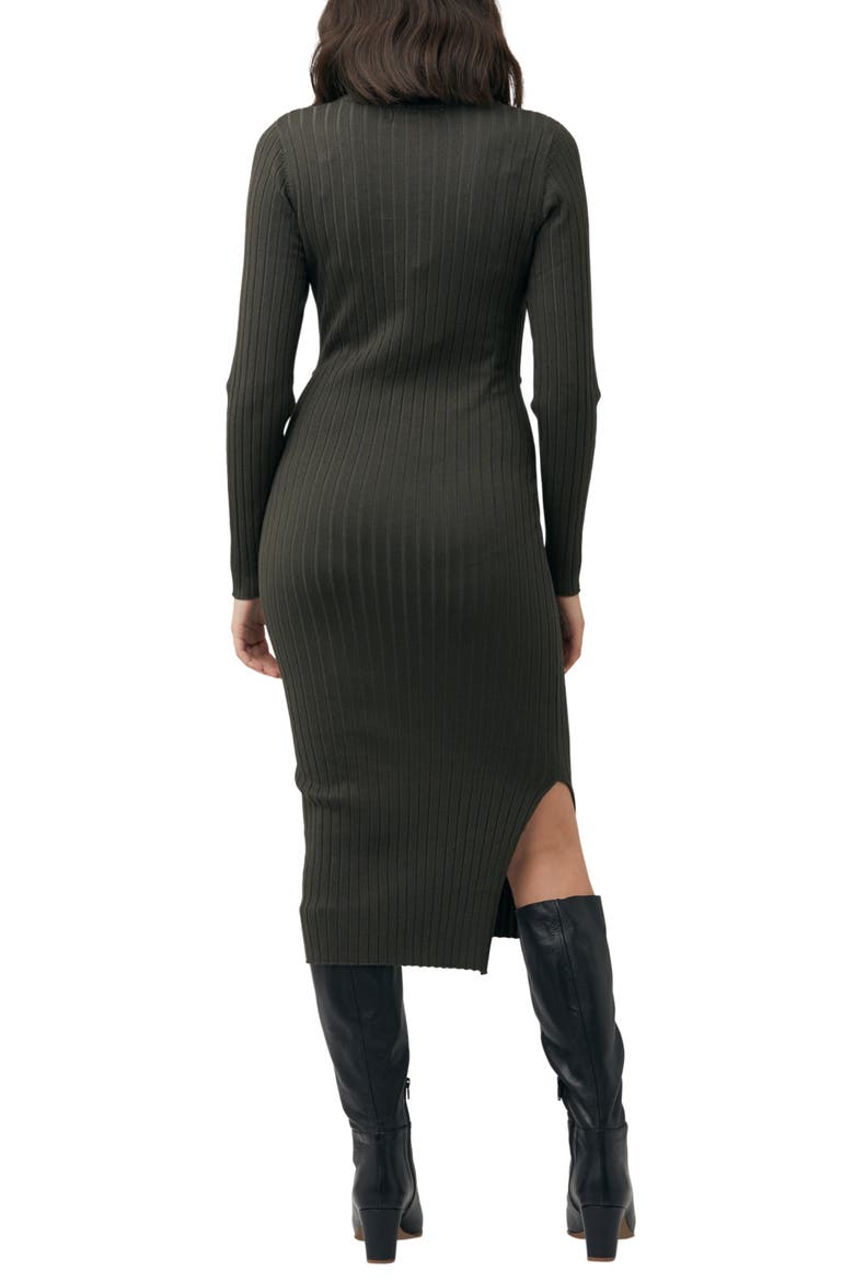Nella Long Sleeve Rib Maternity Dress, Alternate, color, IVY