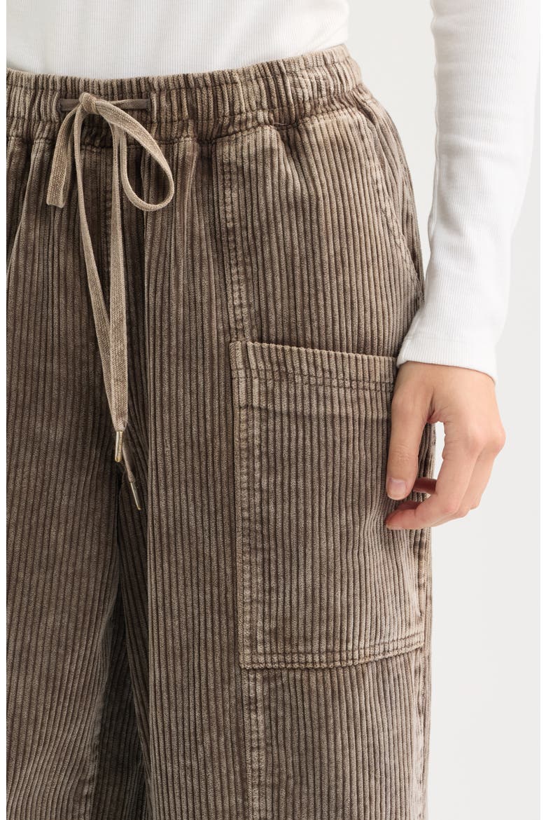 Pull-On Cotton Corduroy Barrel Leg Cargo Pants, Alternate, color, MUSHROOM