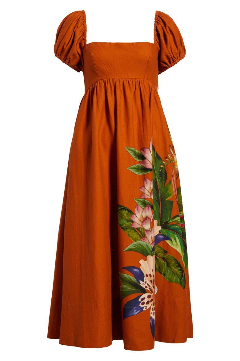 Hilo Arrangement Linen Blend Midi Dress, Alternate, color, SAND