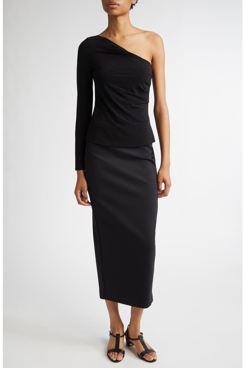 Spluga One-Shoulder Jersey Top, Alternate, color, BLACK
