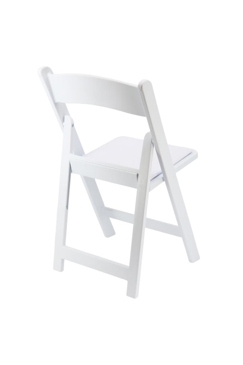 4 Piece Plastic Folding Resin Chair in White with Removable Seat Pad, Alternate, color, White