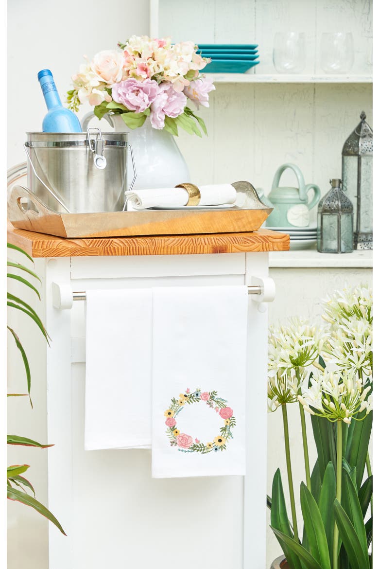 Spring Bloom Wreath Towel, Alternate, color, Green