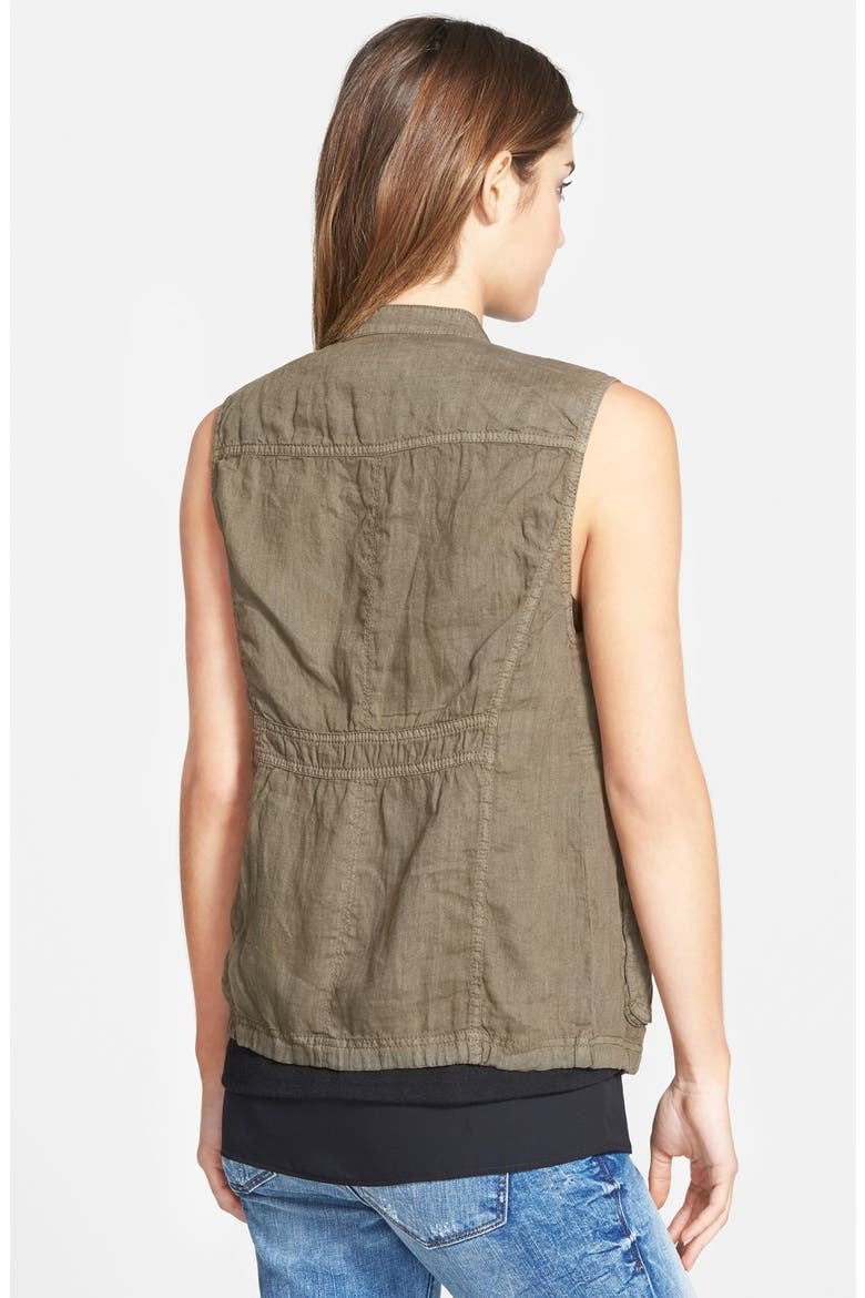 Linen Utility Vest, Alternate, color, OLIVE TUSCAN