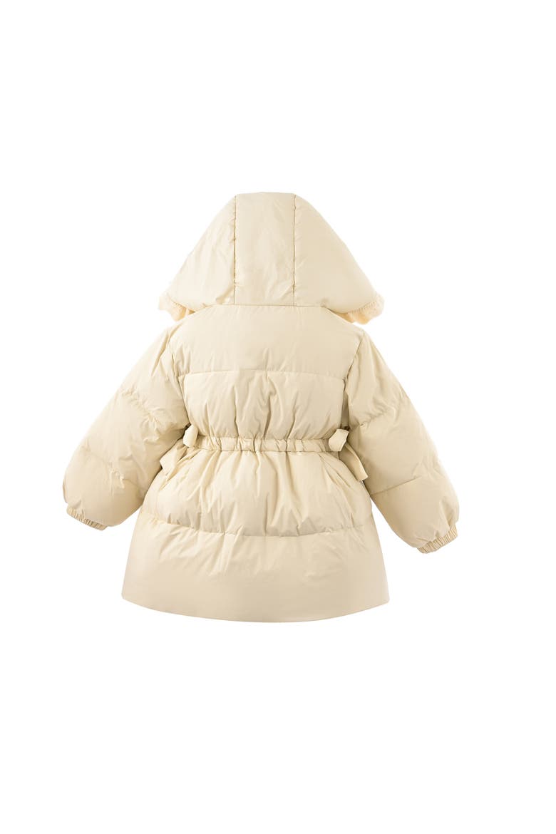 Ruffle-Hood Coat with Matching Scarf, Alternate, color, Beige