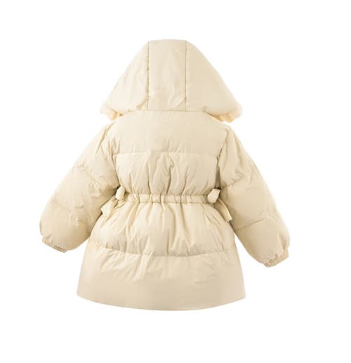 Mimi Tutu Ruffle-hood Coat With Matching Scarf In Neutral