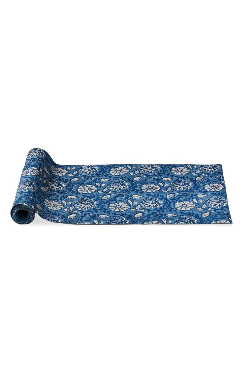tag Floral Cotton Table Runner, Main, color, Blue Multi