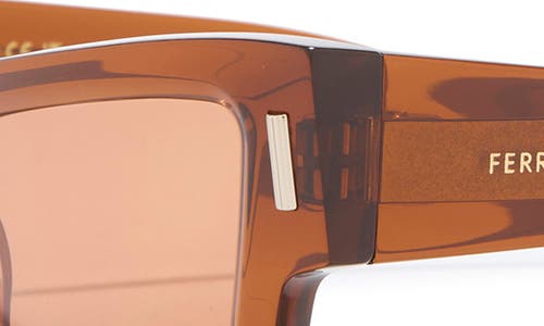Ferragamo Rivets 53mm Modified Rectangular Sunglasses In Brown