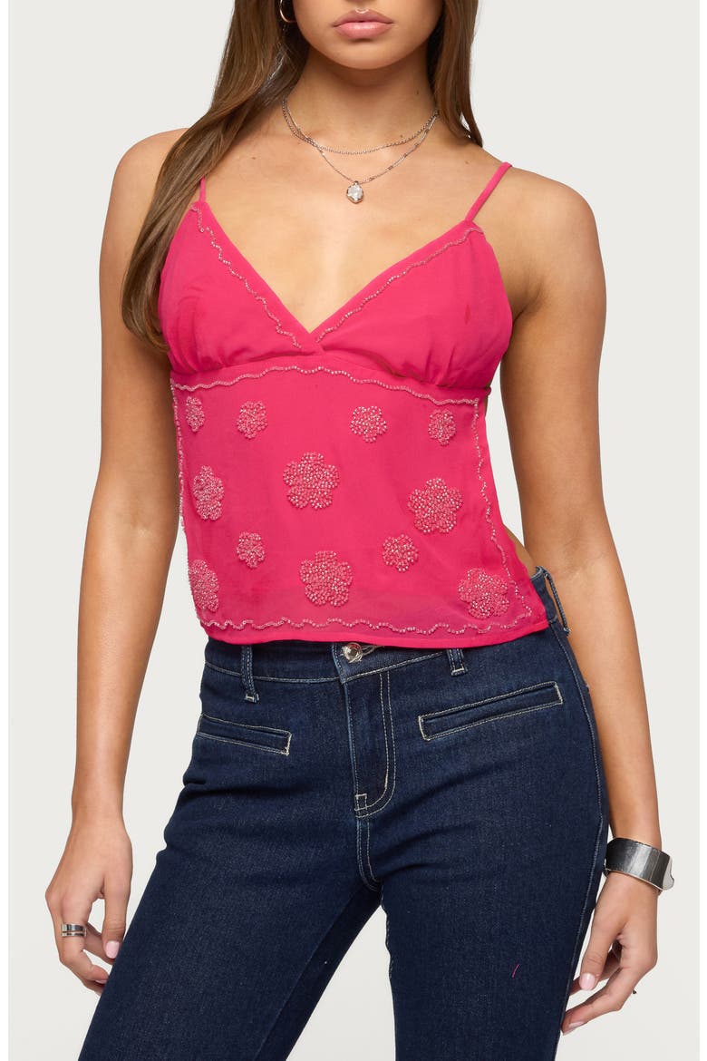 Kazi Beaded Open Back Camisole, Main, color, FUCHSIA