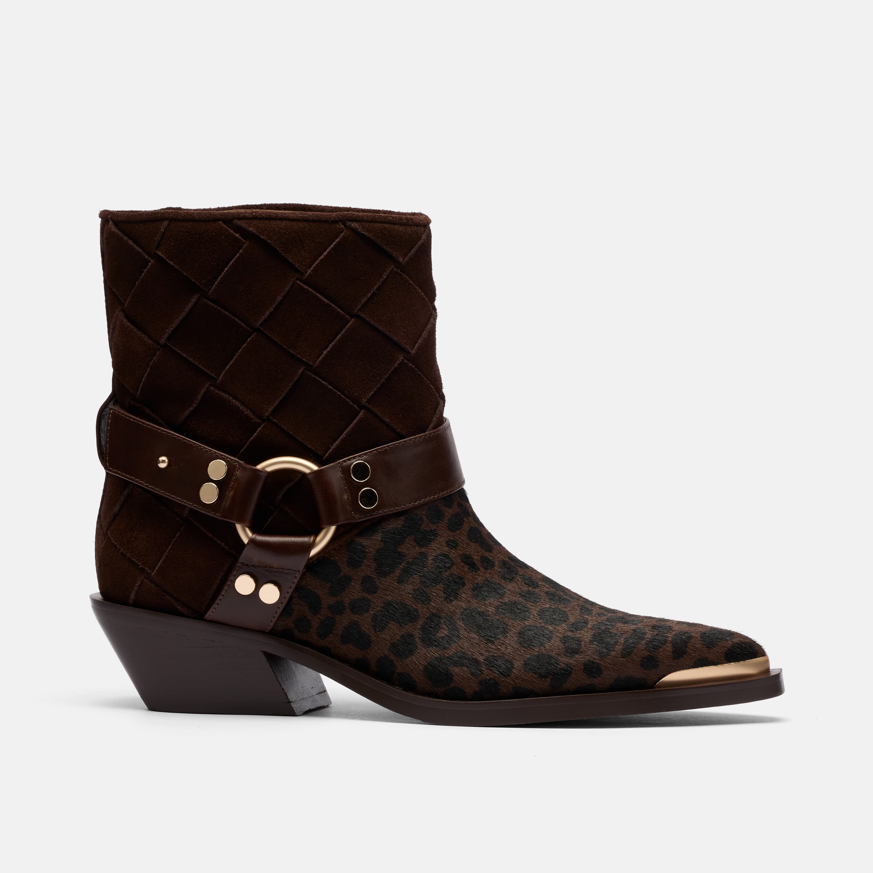 Cassidy Woven Harness Ankle Boot, Alternate, color, Brown Woven