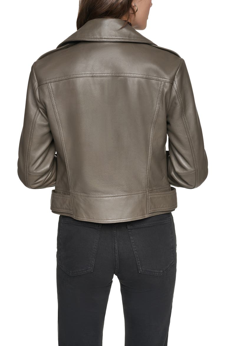 LeCroy Leather Moto Jacket, Alternate, color, TRUFFLE