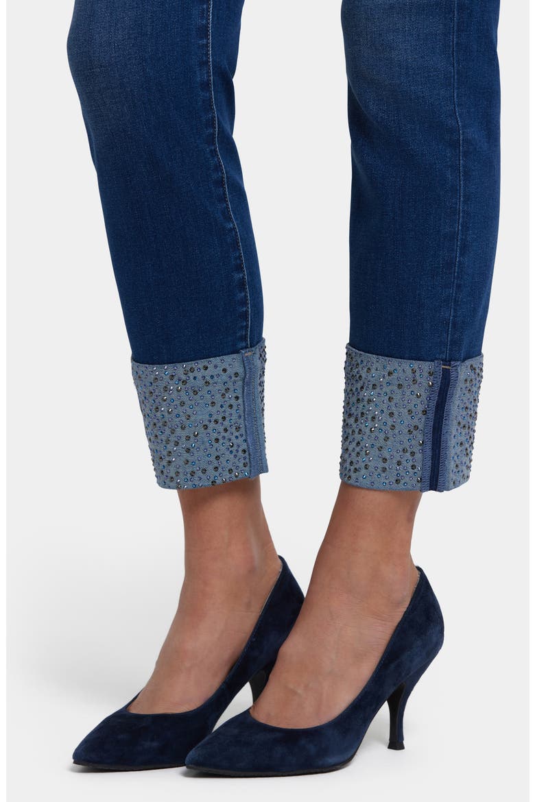 Sheri Rhinestone Cuff Ankle Slim Jeans, Alternate, color, VINTAGE LAPIS